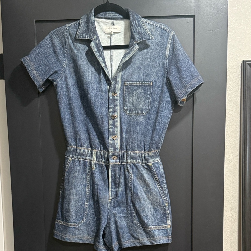 Rag & Bone Blue Denim Jumpsuit